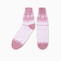 Новый год. Носки женские шерстяные, цвет сиреневый/белый, р-р 25-27 Новый год. Носки женские шерстяные, цвет сиреневый/белый, р-р 25-27