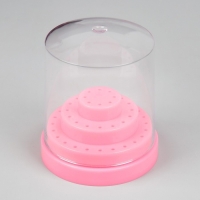 Подставка под фрезы, круглая, 48 отделений, d = 8 &times; 9,5 см, с крышкой, в картонной коробке, цвет розовый