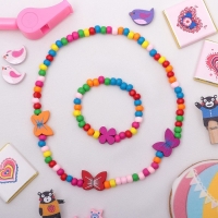 Набор детский «Выбражулька» 2 предмета: бусы, браслет, бабочки нежность, цвет бело-розовый Набор детский «Выбражулька» 2 предмета: бусы, браслет, бабочки нежность, цвет бело-розовый