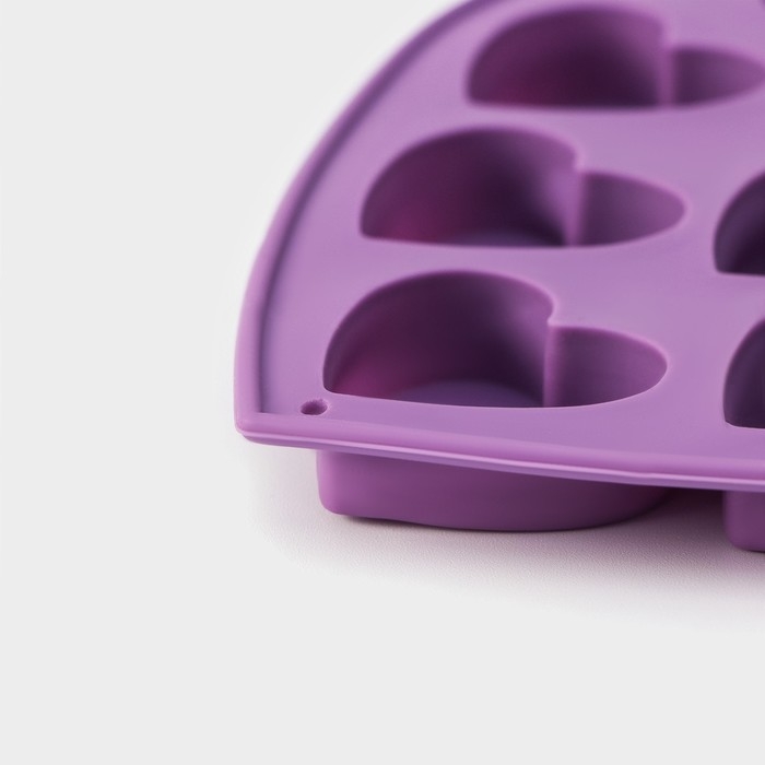 Форма для конфет и шоколада Доляна &laquo;Сердечки&raquo;, силикон, 15&times;14.5&times;1.5 см, 10 ячеек, МИКС