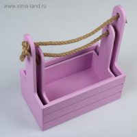 Набор кашпо деревянных 2 в 1 (25×15×30; 21×12×23 см) "Dear", ручка канат, сирень Набор кашпо деревянных 2 в 1 (25×15×30; 21×12×23 см) "Dear", ручка канат, сирень
