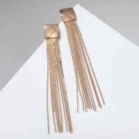 Серьги висячие &laquo;Голливуд&raquo; квадрат с нитями, цвет розовое золото, 8,7см