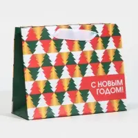 Пакет подарочный новогодний ламинированный &laquo;Ёлки&raquo;, 15 х 12 х 5.5 см