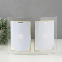 Фоторамка двойная стекло 10х15 см "Золотой кант" вертикаль 28х20,5 см