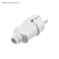 Вилка прямая, 16А, без з/к, 220 В, белая, розничная упаковка.