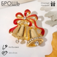 Брошь &laquo;Колокольчик&raquo; с лентой, цвет красный в золоте