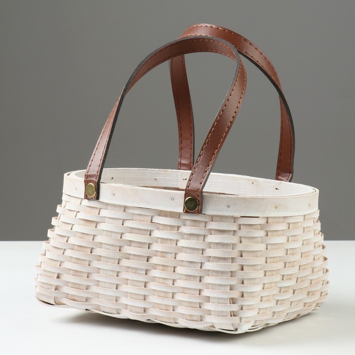 Корзина плетеная, 21 x 16 x 10/22 см, белая, секвойя Корзина плетеная, 21 x 16 x 10/22 см, белая, секвойя