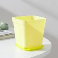 Горшок для цветов с поддоном, 7&times;7&times;7.5 см, 200 мл, пластиковый, МИКС