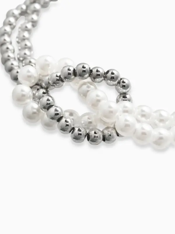 Браслет жемчужный "Узел", цвет белый в серебре 17+5см, бусина 6