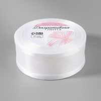 Лента декоративная, капроновая/атласная, 40 мм, 18 &plusmn; 1 м, цвет белый