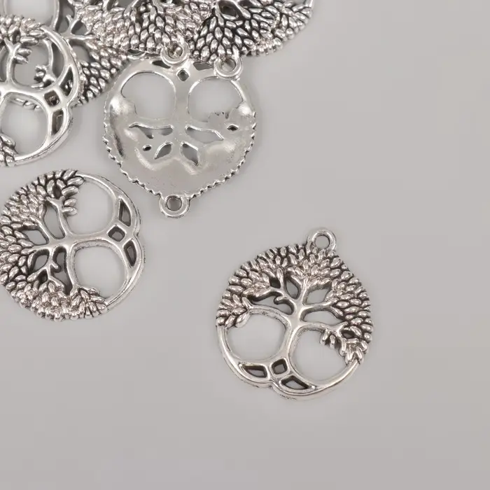 Металлический элемент, декоративная подвеска &laquo;Арт Узор. Дерево жизни&raquo;, серебро, 2.6&times;2.3 см