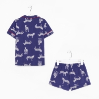 Пижама женская (рубашка и шорты) KAFTAN Zebra размер 52-54, цвет синий Пижама женская (рубашка и шорты) KAFTAN Zebra размер 52-54, цвет синий