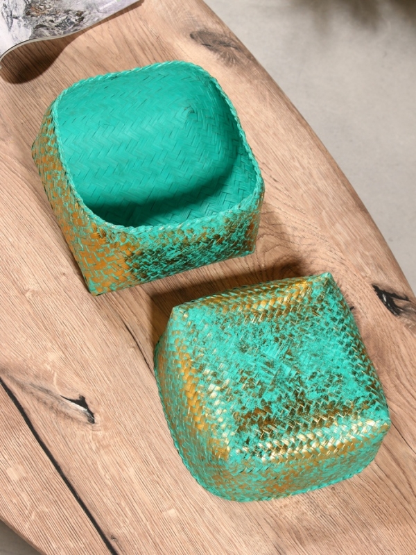 Корзинка плетеная "Голден мини" 19х19х14 см, голубой