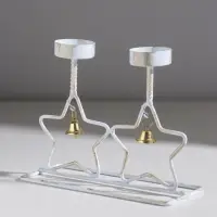 Подсвечник металл на 2 свечи "Две звезды" белый с патиной d=5 см 18,5х7,3х14,8 см