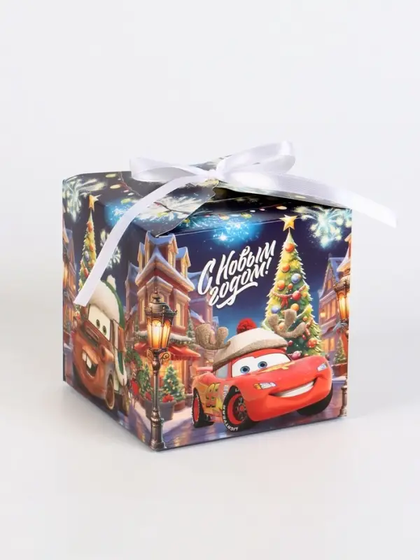 Коробка складная "С Новым годом!", Тачки , 12 х 12 х 12 см