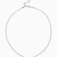 Чокер &laquo;Стразик&raquo; сердце и жемчужные бусины, белый в серебре, 36 см + 5 см доп, цепочка