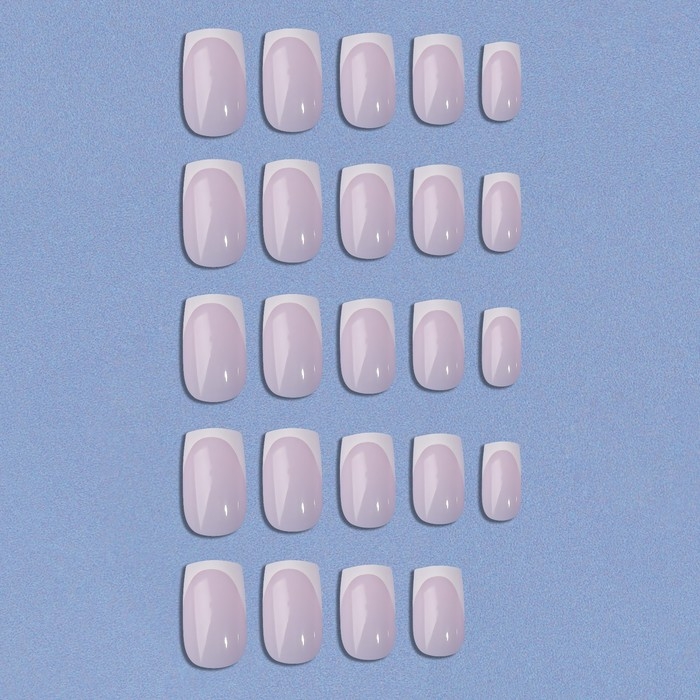 Накладные ногти &laquo;Classic French&raquo;, 24 шт, с клеевыми пластинами, форма мягкий квадрат, цвет нежно-розовый/белый