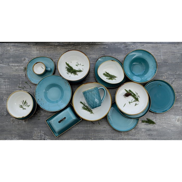 Тарелка фарфоровая обеденная Magistro &laquo;Церера&raquo;, d=20,3 см, цвет голубой