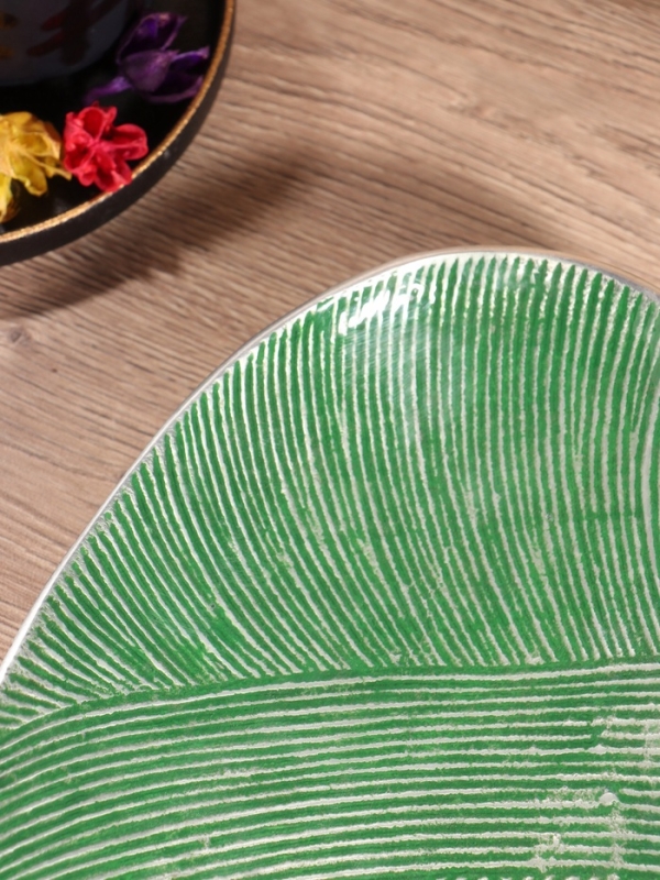 Блюдо алюминий цв. зелёный, 41х21х4,8 см