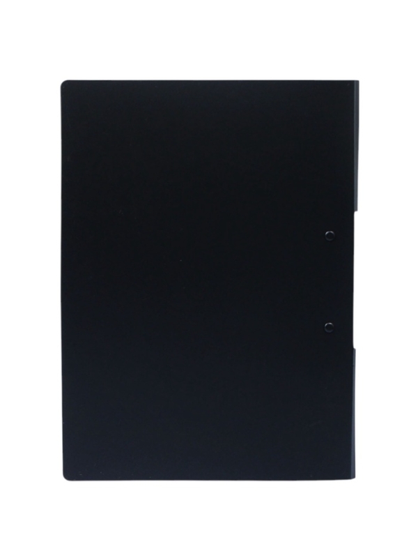 Папка с прижимом формат А4 пластик1400мкр,Черная с металлизированой отделкой МИКС