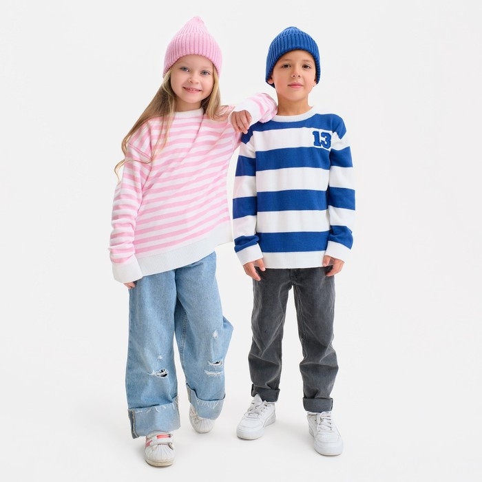 Джемпер детский KAFTAN, цвет белый/синий, р.32 (110-116 см)