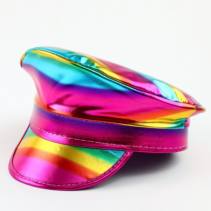Карнавальная шляпа &laquo;Фуражка&raquo; радужная, с пайетками, р. 56&ndash;58