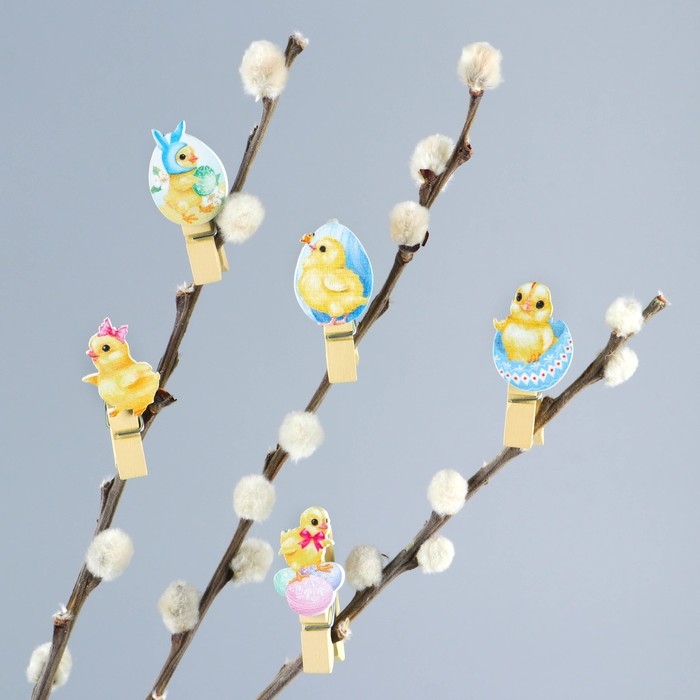 Набор прищепок для украшения вербы «Цыплята» на пасху, 10 х 12 см. Набор прищепок для украшения вербы «Цыплята» на пасху, 10 х 12 см.