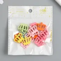 Декор для творчества дерево "Короны" летние цвета набор 20 шт 2х2,2х0,3 см