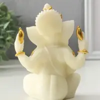 Сувенир песчаник "Ганеша - мудрость и благополучие" белый с золотом 8х13х18,5 см