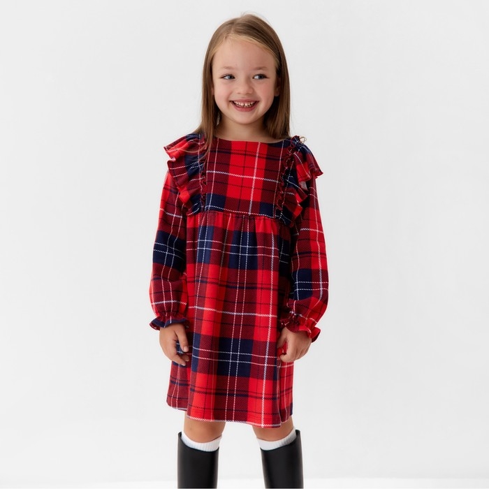 Платье детское с рюшами KAFTAN Платье детское с рюшами KAFTAN "Клетка" размер 32 (110-116 см)