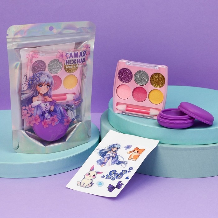 Набор детской косметики с наклейками &laquo;Самая нежная&raquo;, тени, блеск для губ