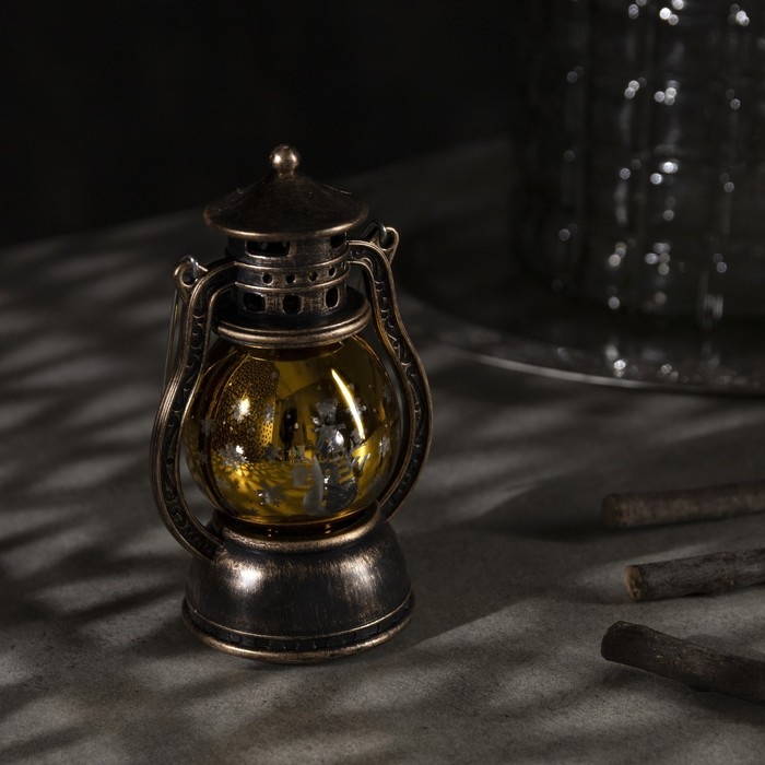 Светодиодная фигура &laquo;Фонарь со снеговиком&raquo; 8 &times; 12 &times; 6 см, пластик, батарейки AG13х3 (в комплекте), свечение тёплое белое