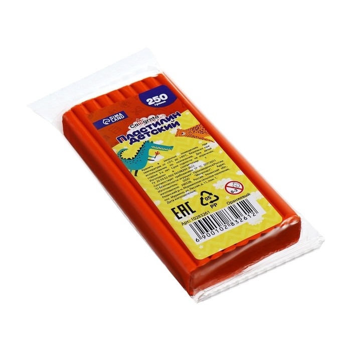 Пластилин 250г Calligrata Классический, оранжевый