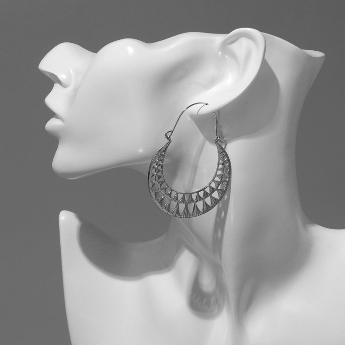 Серьги металл &laquo;Восток&raquo; диск солнца, цвет серебро