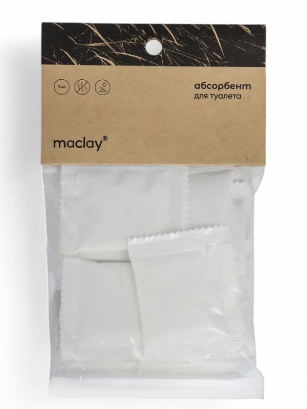 Туалет складной туристический Maclay, комплект: 15 мешков, 12 пакетов абсорбента