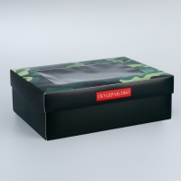 Коробка складная, крышка-дно, "Поздравляю", 21 х 15 х 7 см с окном Коробка складная, крышка-дно, "Поздравляю", 21 х 15 х 7 см с окном