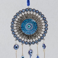 Музыка ветра металл, пластик "Мандала от сглаза" 5 колокольчиков, кисточка h=30 см