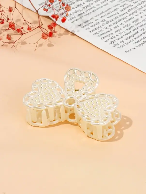 Краб для волос "Синтия" бантик, 9 см, белый