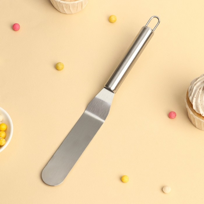 Кондитерская лопатка - палетка изогнутая Доляна, 26,5&times;3 см, рабочая часть 14,5 см, цвет серебристый