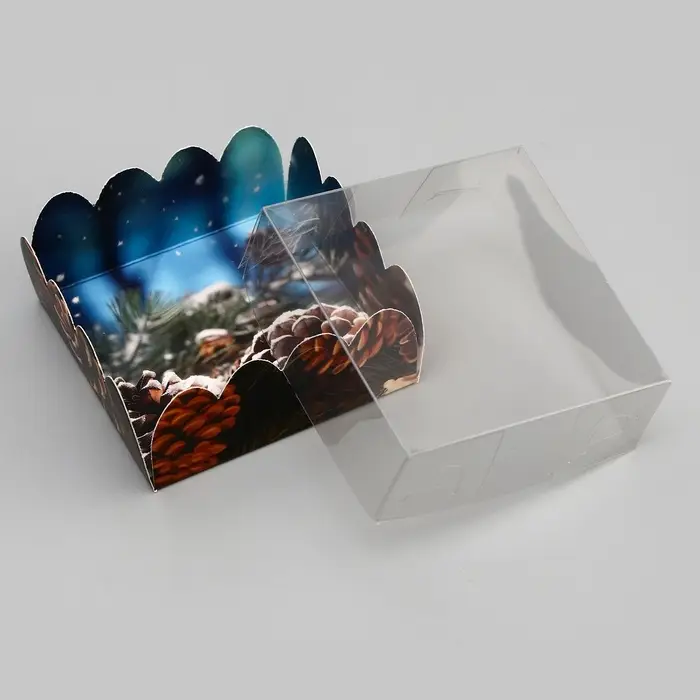 Коробка для печенья, кондитерская новогодняя упаковка, &laquo;С Новым годом!&raquo;, 7&times;7&times;3 см