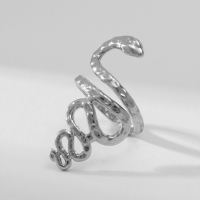 Новый год! Символ года 2025! Кольцо металл &laquo;Змея&raquo; извилистая, цвет серебро, размер 16