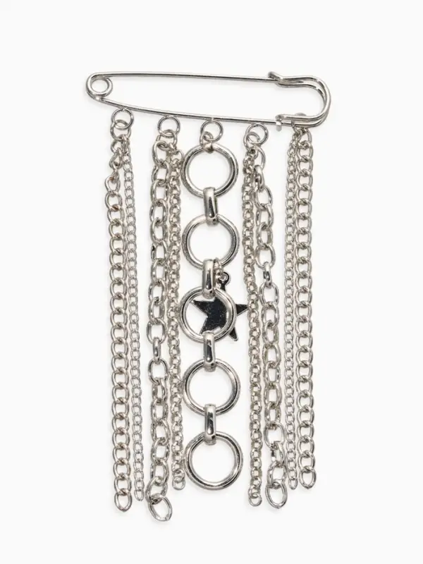 Булавка с подвесами "Звезды", цвет серебро L=6см