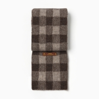 Шарф из монгольской шерсти Шоколадный "Шахматы" , цвет серый/коричневый Шарф из монгольской шерсти Шоколадный "Шахматы" , цвет серый/коричневый