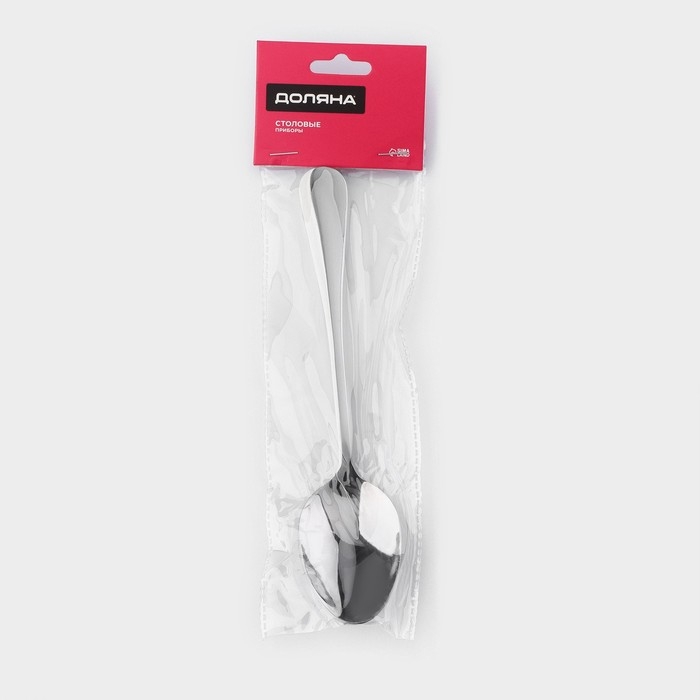 Набор ложек столовых из нержавеющей стали Доляна, длина 21 см, толщина 2,2 мм, 410 сталь, 3 шт