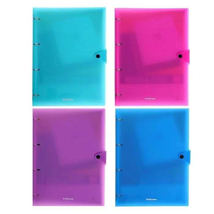 Тетрадь на кольцах А4, 80 листов в клетку ErichKrause "Glance Vivid", пластиковая обложка, блок офсет, белизна 100%, МИКС