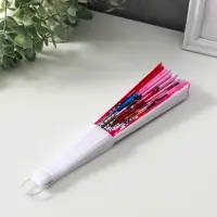 Веер пластик, текстиль "Ромашки и бабочки" МИКС широкие лопасти 23 см