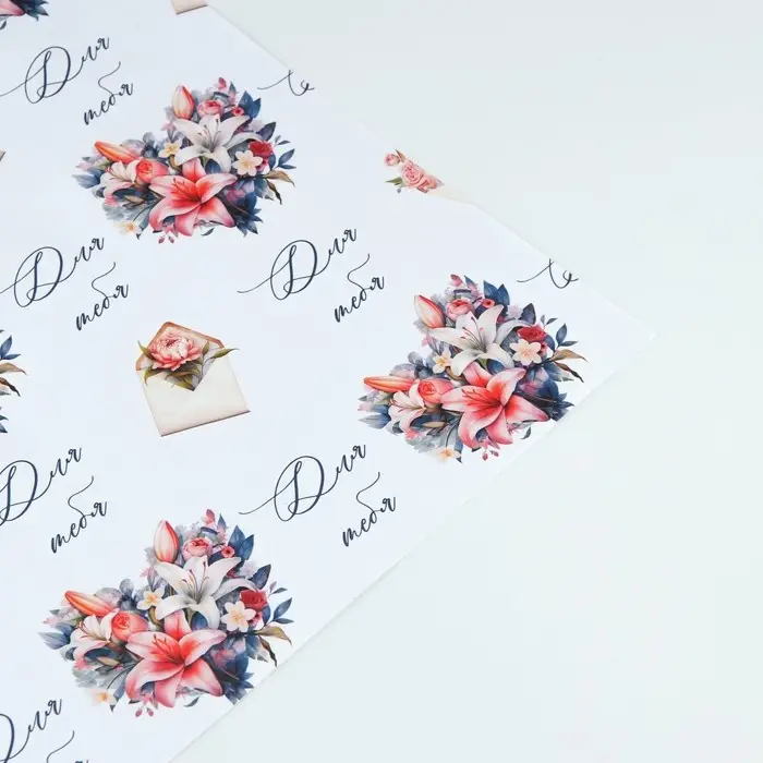 Бумага упаковочная крафтовая белая &laquo;Послание для тебя&raquo;, 50 x 70 см