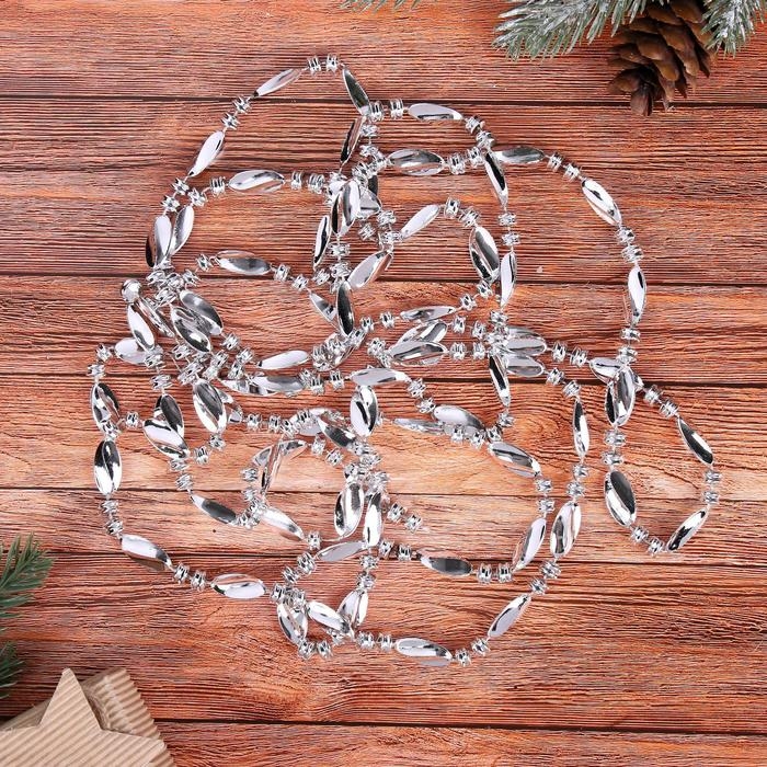 Бусы на ёлку 2,7 м "Бочонки и волна" микс