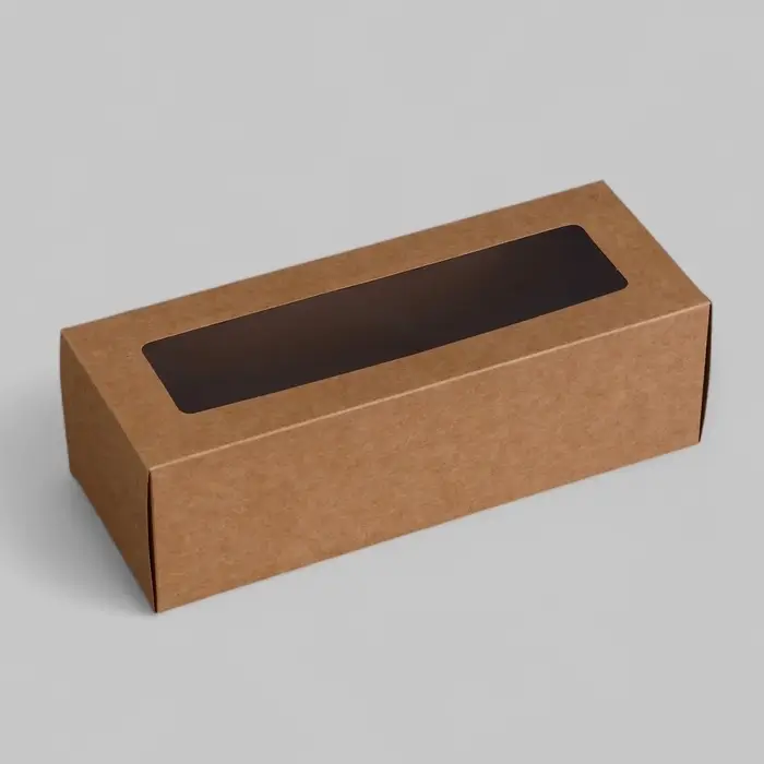 Коробка с окном под рулет, крафт, 26&times;10&times;8 см