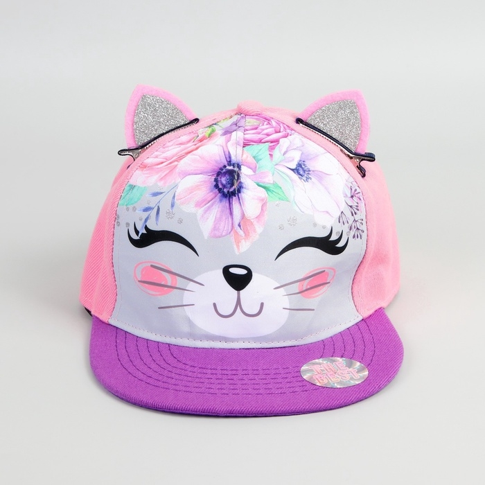 Кепка детская для девочки «Киса», МИКС, р-р. 52 Кепка детская для девочки «Киса», МИКС, р-р. 52